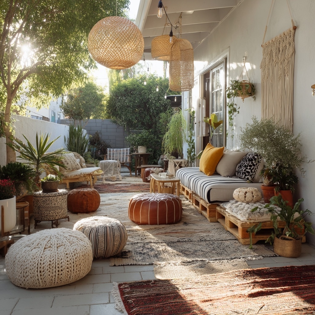 10 Backyard Patio Ideas for Myrtle Beach Homes 4 Boho Chic-Inspired Patio for a Relaxed Vibe