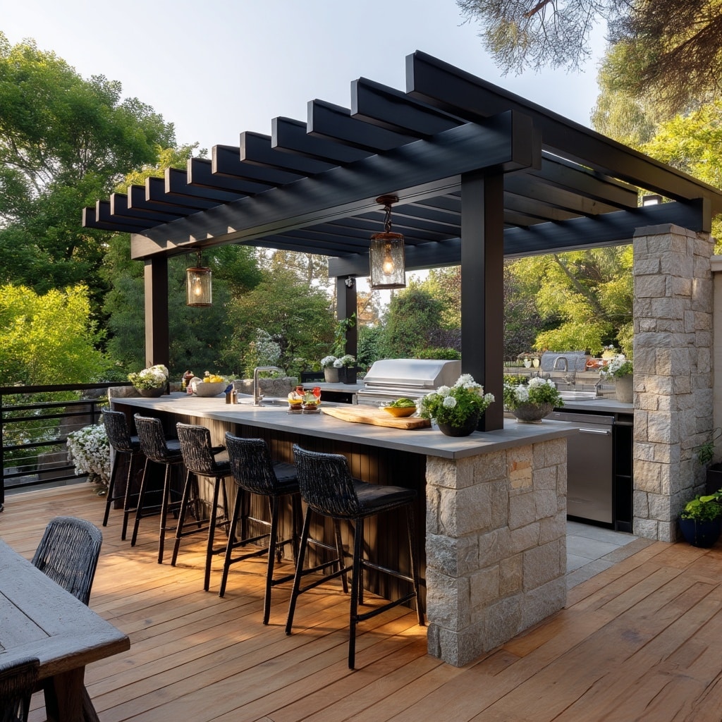6 Large Backyard Landscaping Ideas with Purpose 5 Add an Outdoor Kitchen and Bar Area