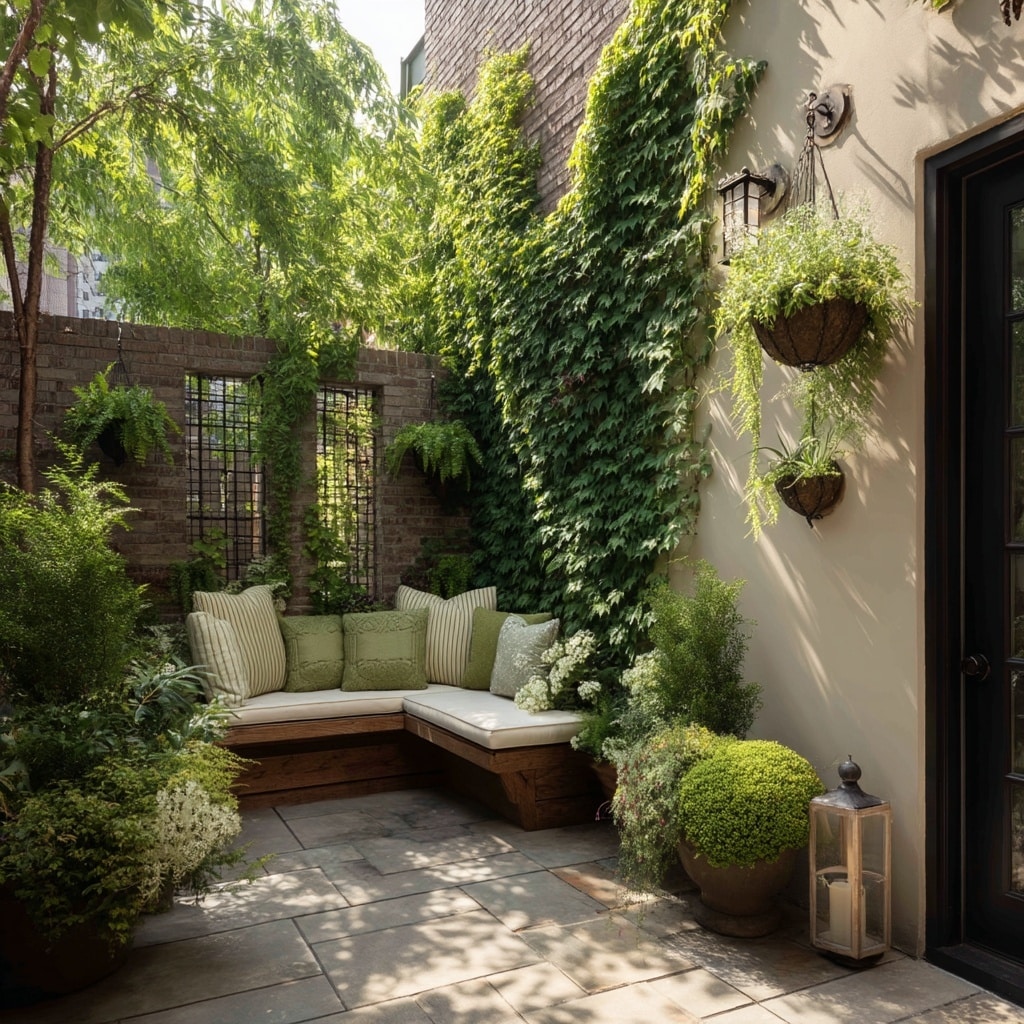 10+ Grassless Backyard Ideas That Save Time & Water 5 Walled Courtyards with Vertical Greenery