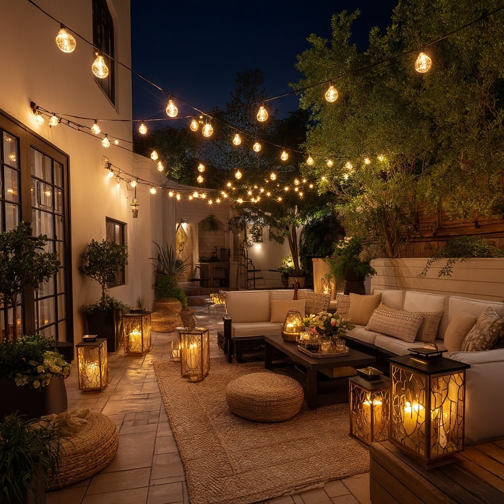 7 Outdoor Patio Ideas to Transform Your Backyard 6 Add Lights to Set the Mood