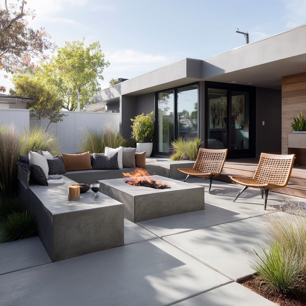 Fire Pit Ideas for a Backyard That Feel Cozy & Stylish 6 Concrete Patio Fire Pit