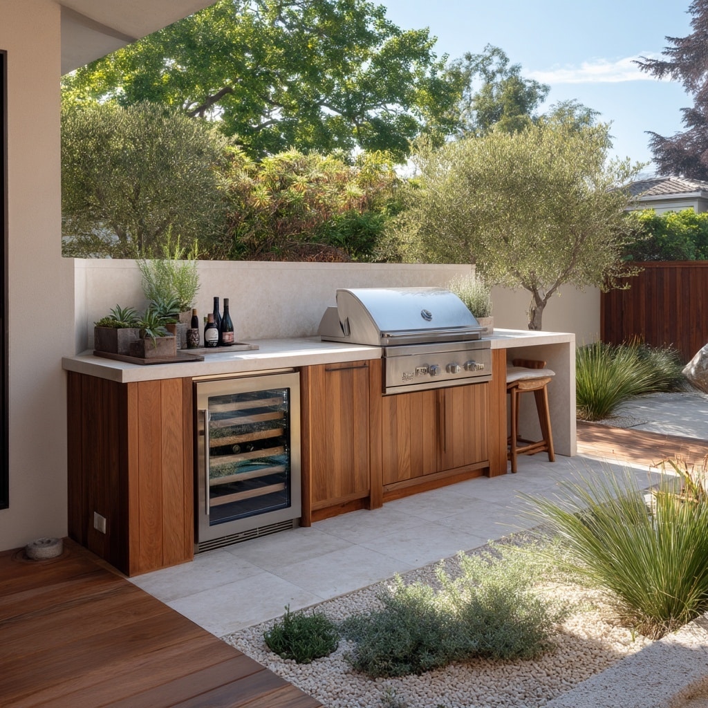 7 Low-Maintenance Backyard Ideas for a Relaxing Space 8 Keep the Outdoor Kitchen Simple and Stylish