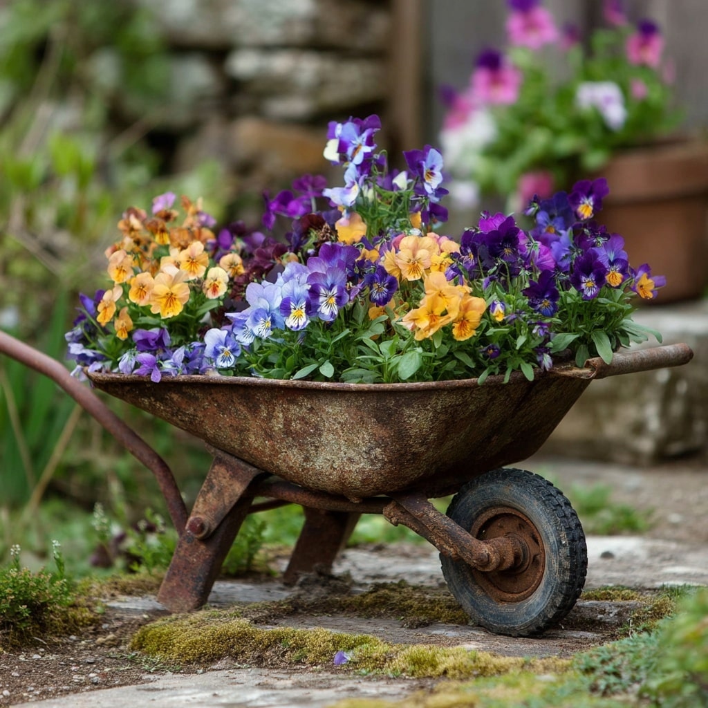 8 Creative Wheelbarrow Planter Ideas for Your Garden 8 Rusty Wheelbarrow Planter