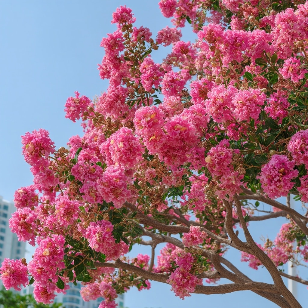 6 Trees That Bloom Pink in the Spring 7 Crepe Myrtle (Lagerstroemia indica)