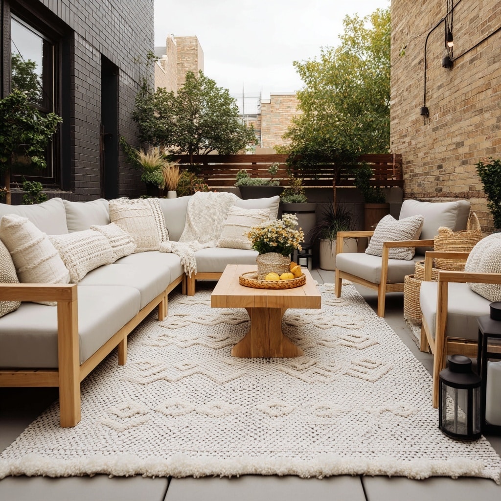 10 Backyard Patio Ideas for Myrtle Beach Homes 7 Make a Statement with a Large Outdoor Rug