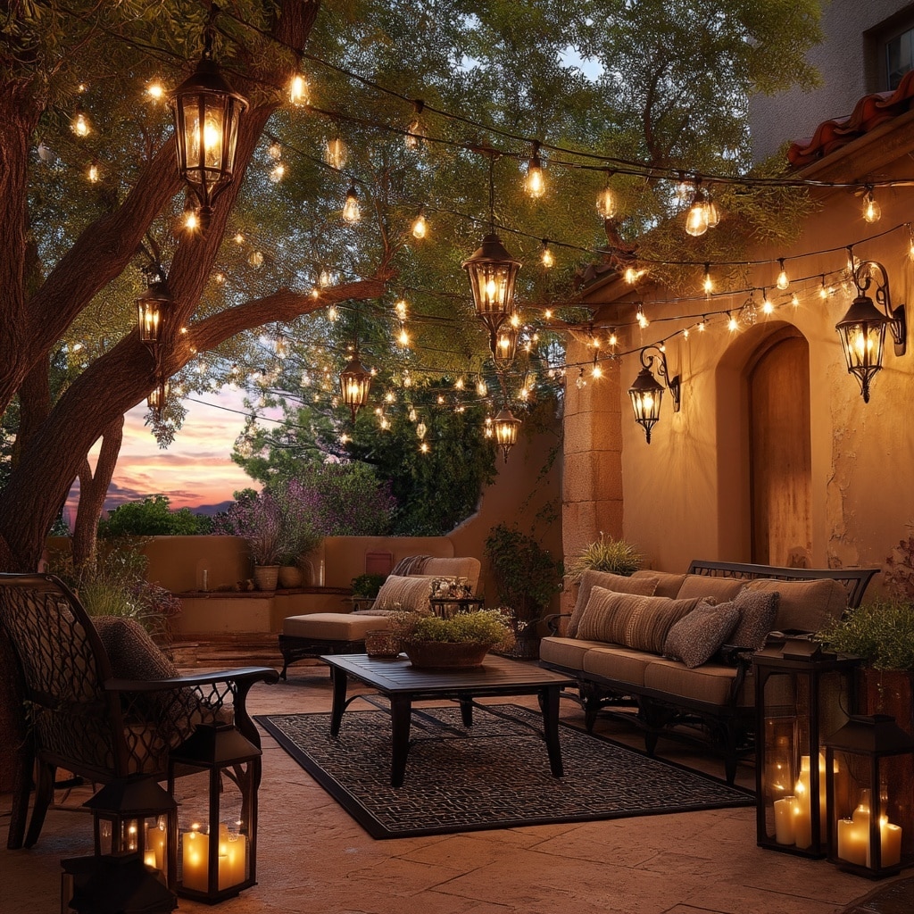 14 Mediterranean Backyard Ideas for a Stylish Retreat 9 Mediterranean Outdoor Lighting