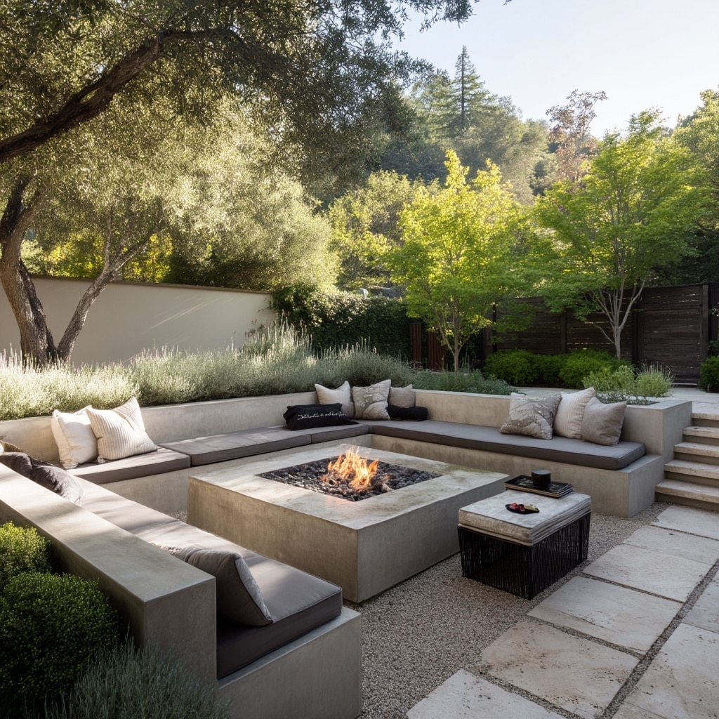 Fire Pit Ideas for a Backyard That Feel Cozy & Stylish 7 Modern Fire Pit with Lounge Furniture