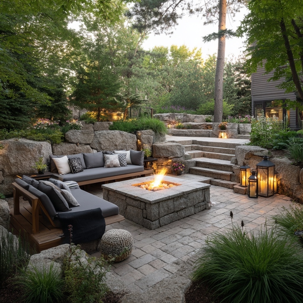 Landscaping Ideas for an Uneven Sloped Backyard 7 Patio Ideas Using Tumbled Pavers