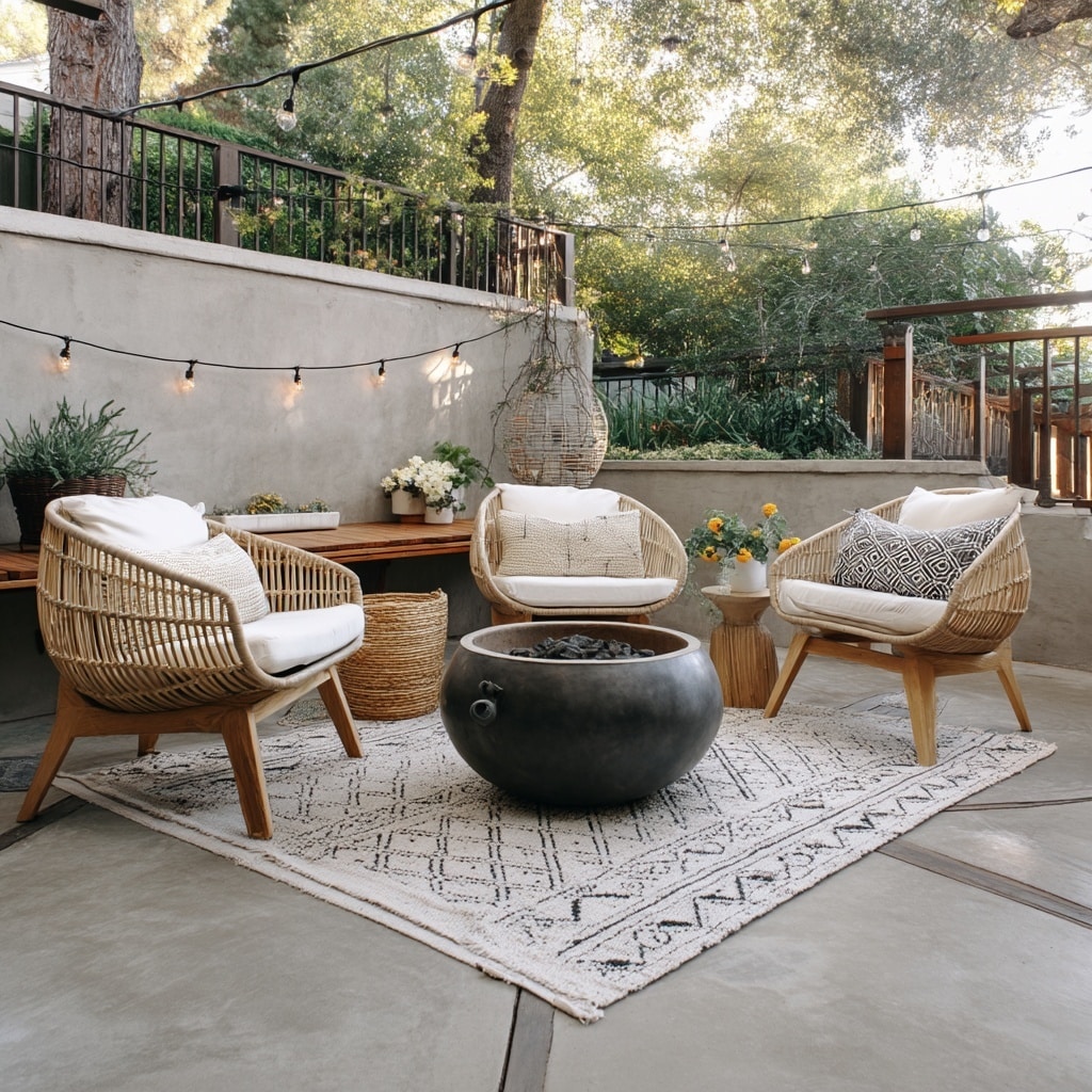 10+ Grassless Backyard Ideas That Save Time & Water 7 Poured Concrete Patios with Cozy Styling
