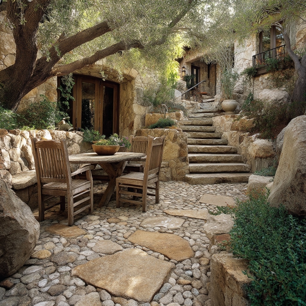14 Mediterranean Backyard Ideas for a Stylish Retreat 10 Natural Stone and Organic Elements
