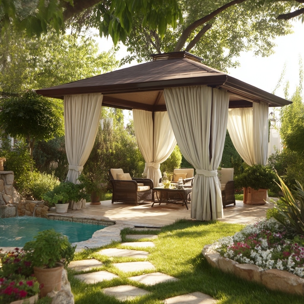 Unique Backyard Landscaping Designs for Homeowners 9 Set Up a Gazebo as a Focal Point