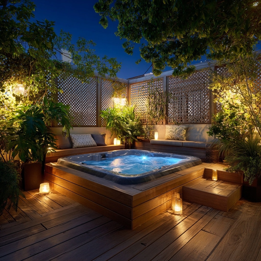 Unique Backyard Landscaping Designs for Homeowners 10 Add a Spa or Hot Tub for Relaxation