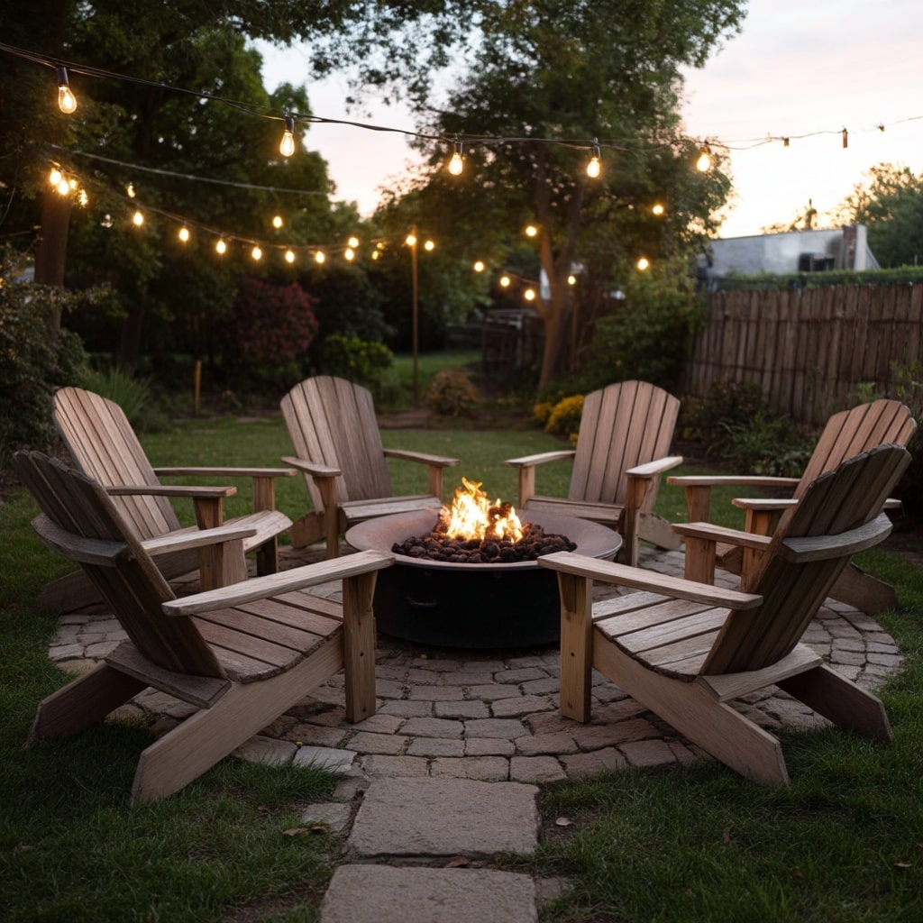Fire Pit Ideas for a Backyard That Feel Cozy & Stylish 10 Fire Pit with Adirondack Chairs