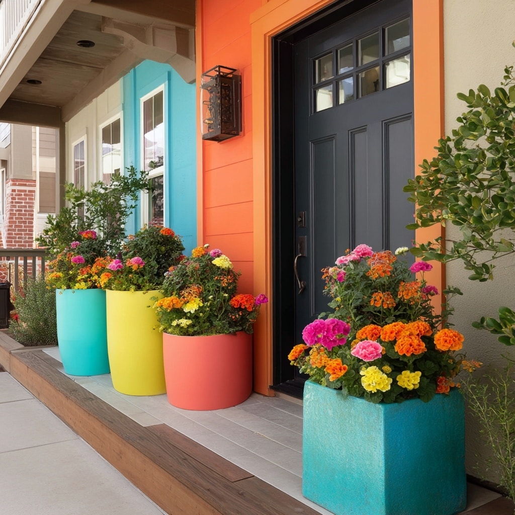 Front Porch Planters: 10 Stylish Ideas for Every Season 10 Play with Container Colors for Extra Personality