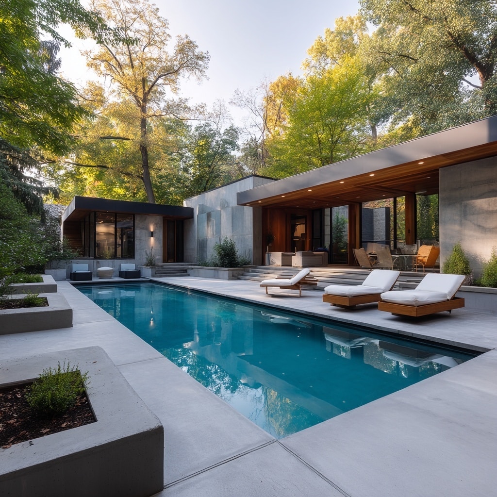 Cement Patio Ideas Backyard – 7 Stylish Outdoor Designs 6 Concrete Patios Around Modern Pools