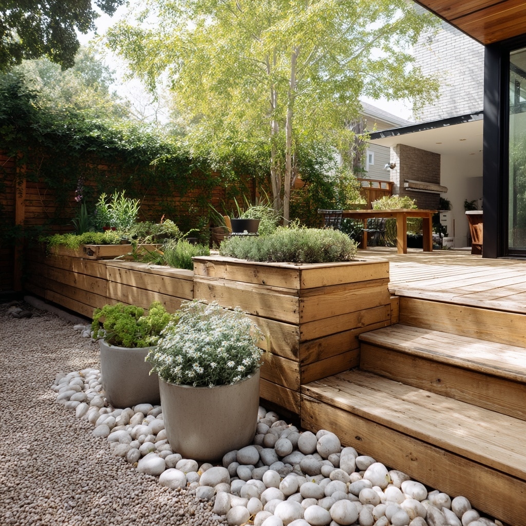 15+ Gravel Backyard Ideas for 2025 (Stylish & Low-Maintenance) 16 Gravel Around Wood Decking