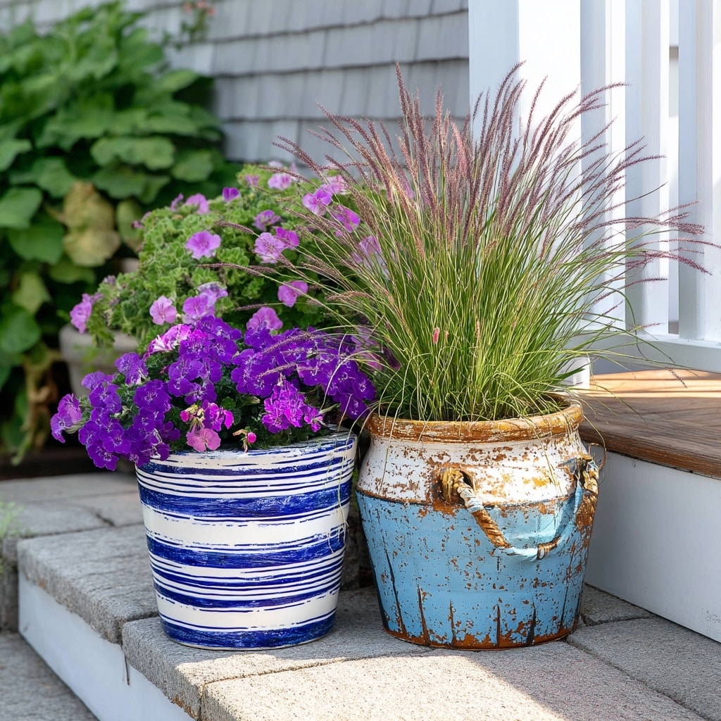 15+ Front Porch Plants and Pot Ideas for Instant Curb Appeal 10 Painted Pots for a Custom Look