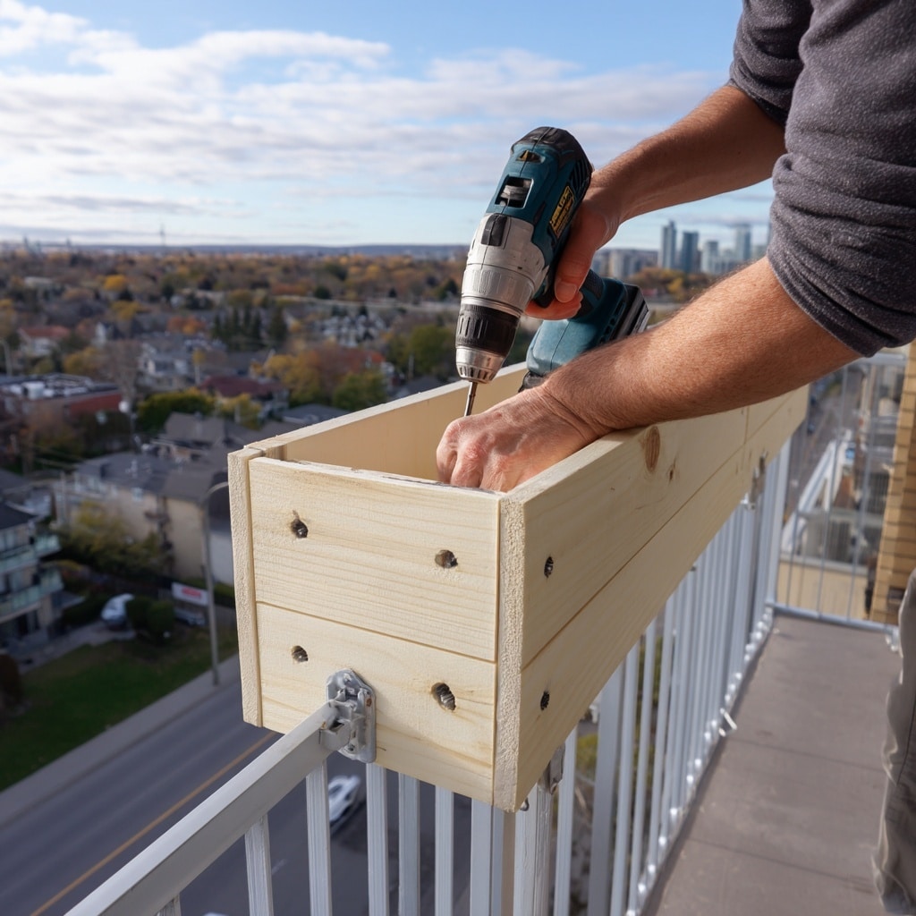 Build Planter Boxes DIY for Deck Railings (Easy & Stylish) 11 Drill Holes and Mount