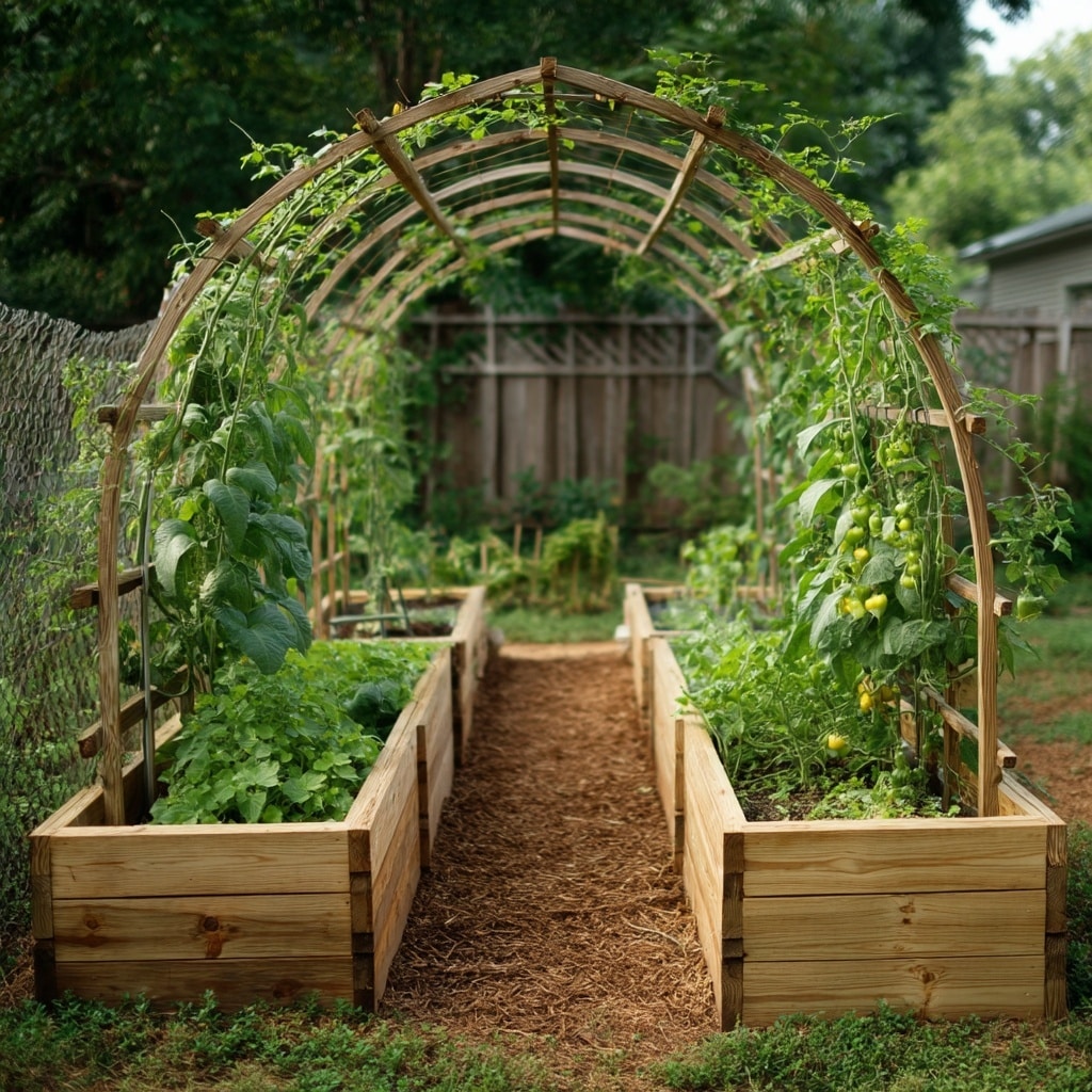 Best Raised Bed Garden Layouts for Your Space 4 Twin Bed Layout with Trellis