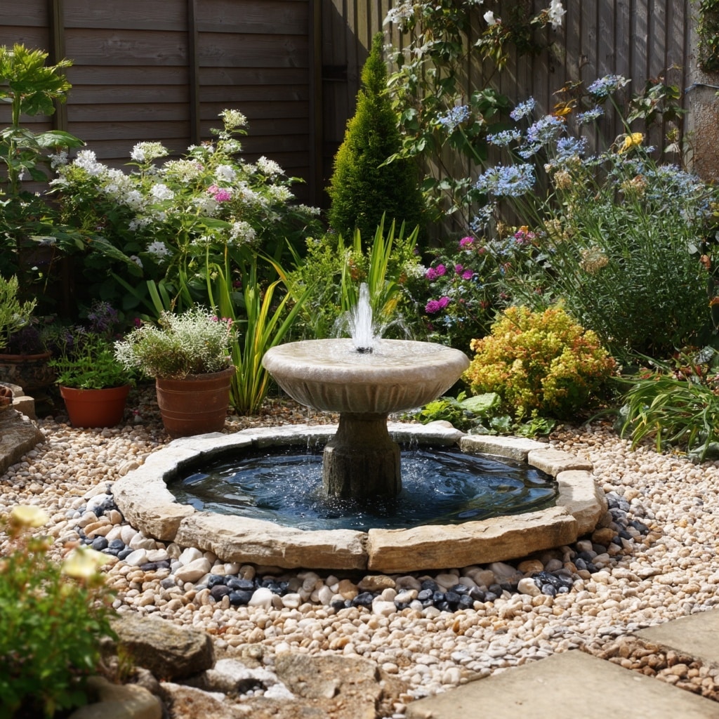 15+ Gravel Backyard Ideas for 2025 (Stylish & Low-Maintenance) 11 Water Feature with Gravel Base