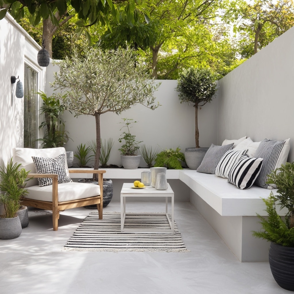 Cement Patio Ideas Backyard – 7 Stylish Outdoor Designs 5 White and Grey Color Palette for Elegance