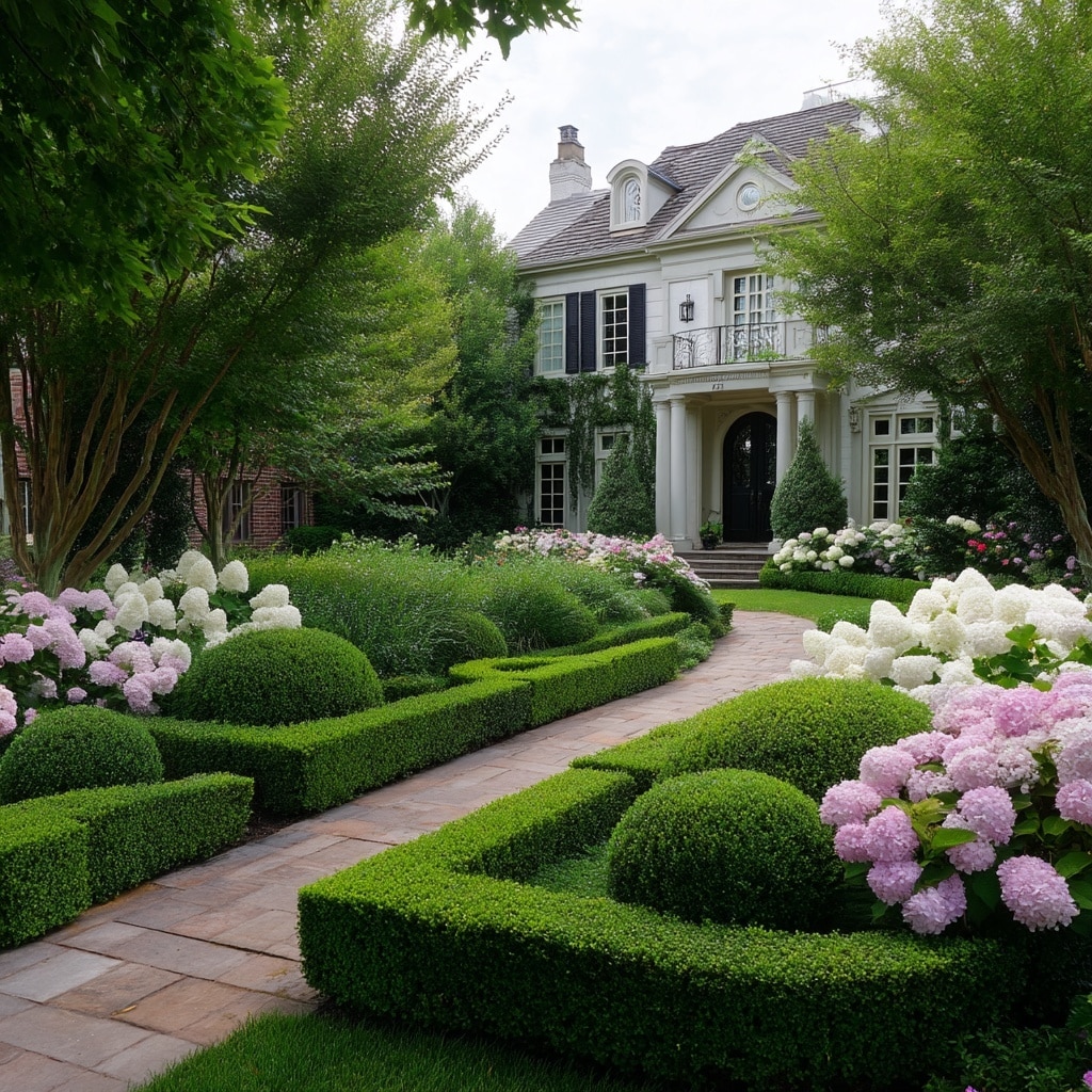 Boxwoods and Hydrangeas for Front of House Charm