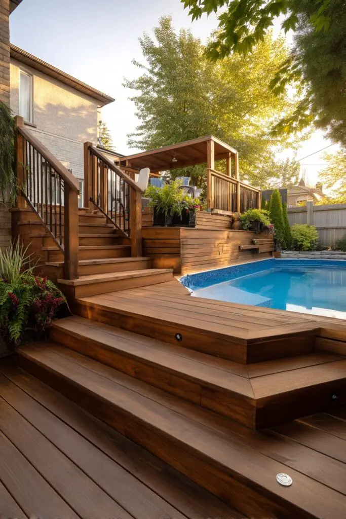 Above Ground Pool Deck Ideas on a Budget (5 DIY Designs) 9 Above Ground Pool Deck Ideas on a Budget (5 DIY Designs)